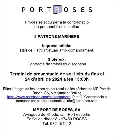 Ouverture de bases de recrutement pour 2 maîtres marins.